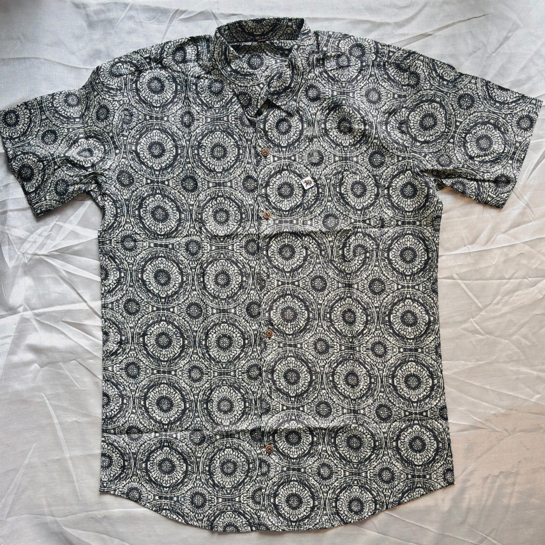 Black Mandala Universe Print | Regular Fit | Half Sleeves Shirt
