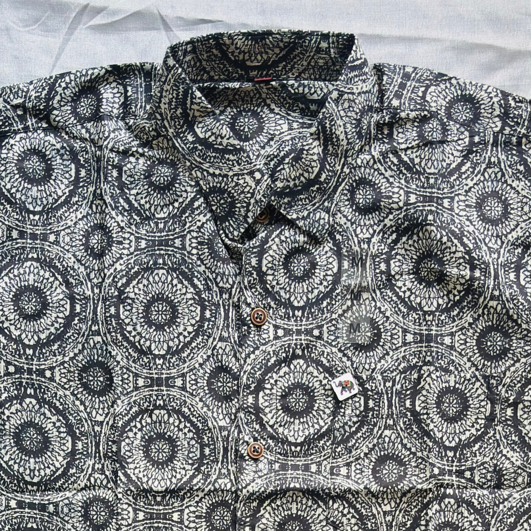 Black Mandala Universe Print | Regular Fit | Half Sleeves Shirt