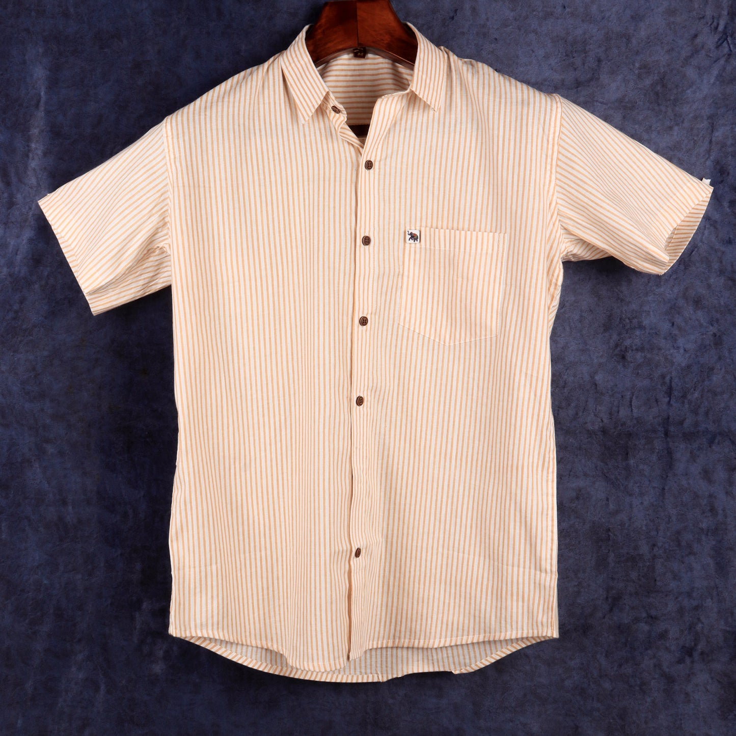 White & Yellow Striped | Regular Fit | Half Sleeves Shirt