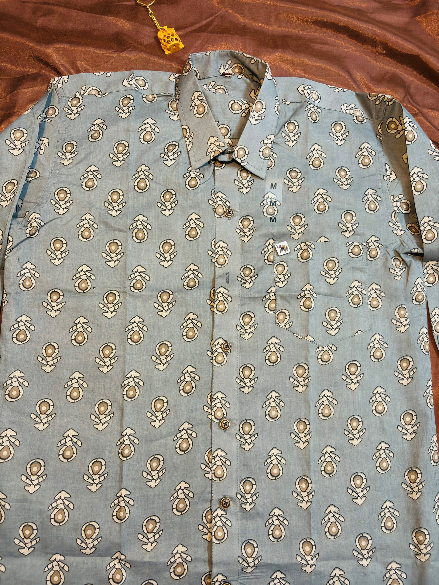 Grey Flower Patterned Print | Regular Fit | Full Sleeves Shirt