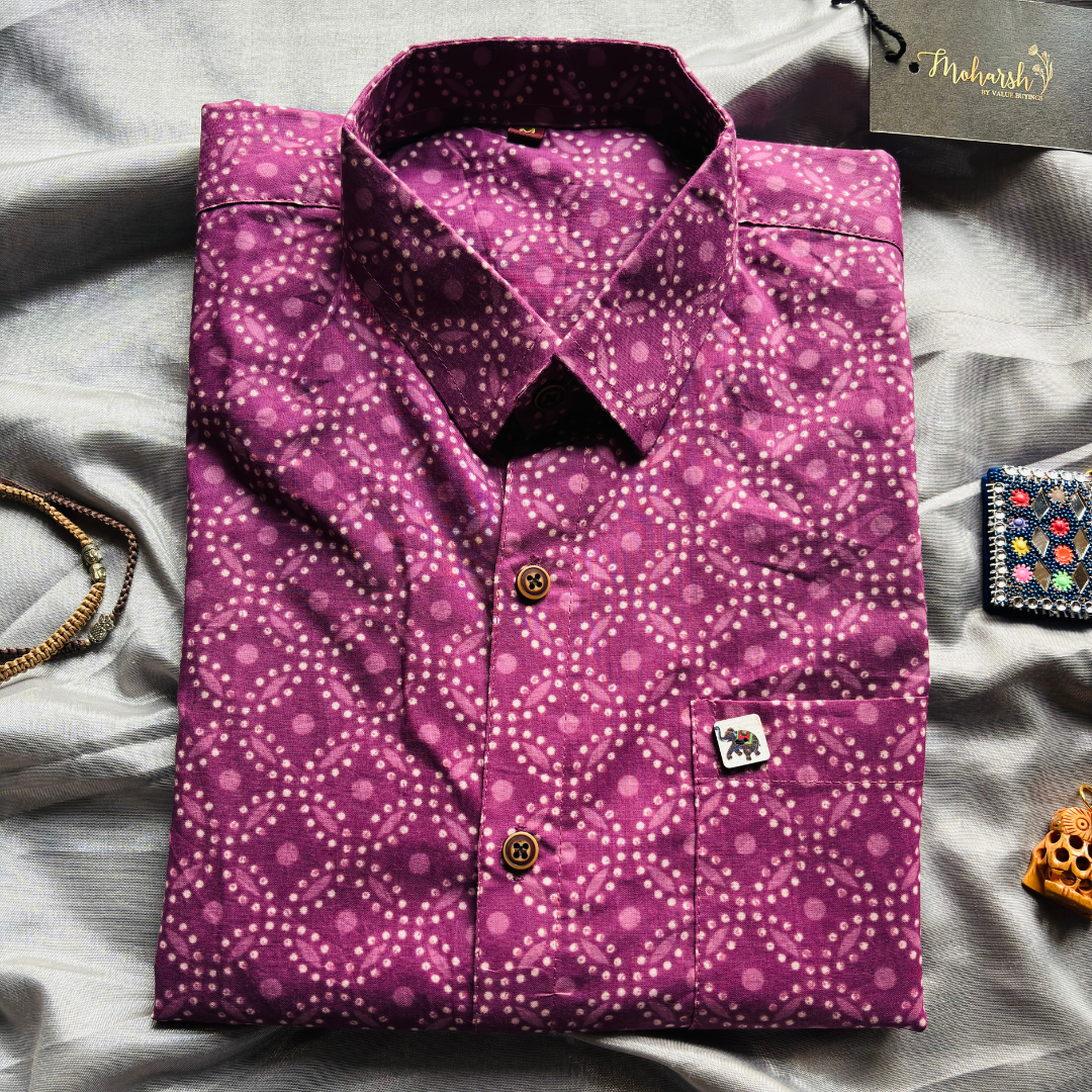 Purple Bandhej | Regular Fit | Full Sleeves Shirt