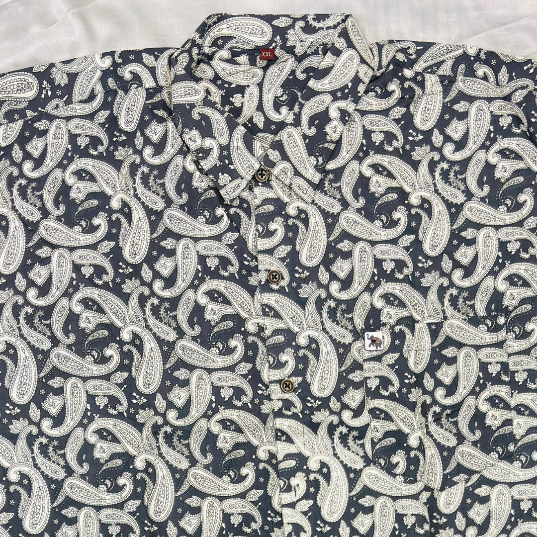 Dark Grey Jaipuri Print | Regular Fit | Full Sleeves Shirt