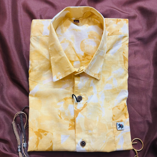 Yellow Tie-Dye | Regular Fit | Half Sleeves Shirt
