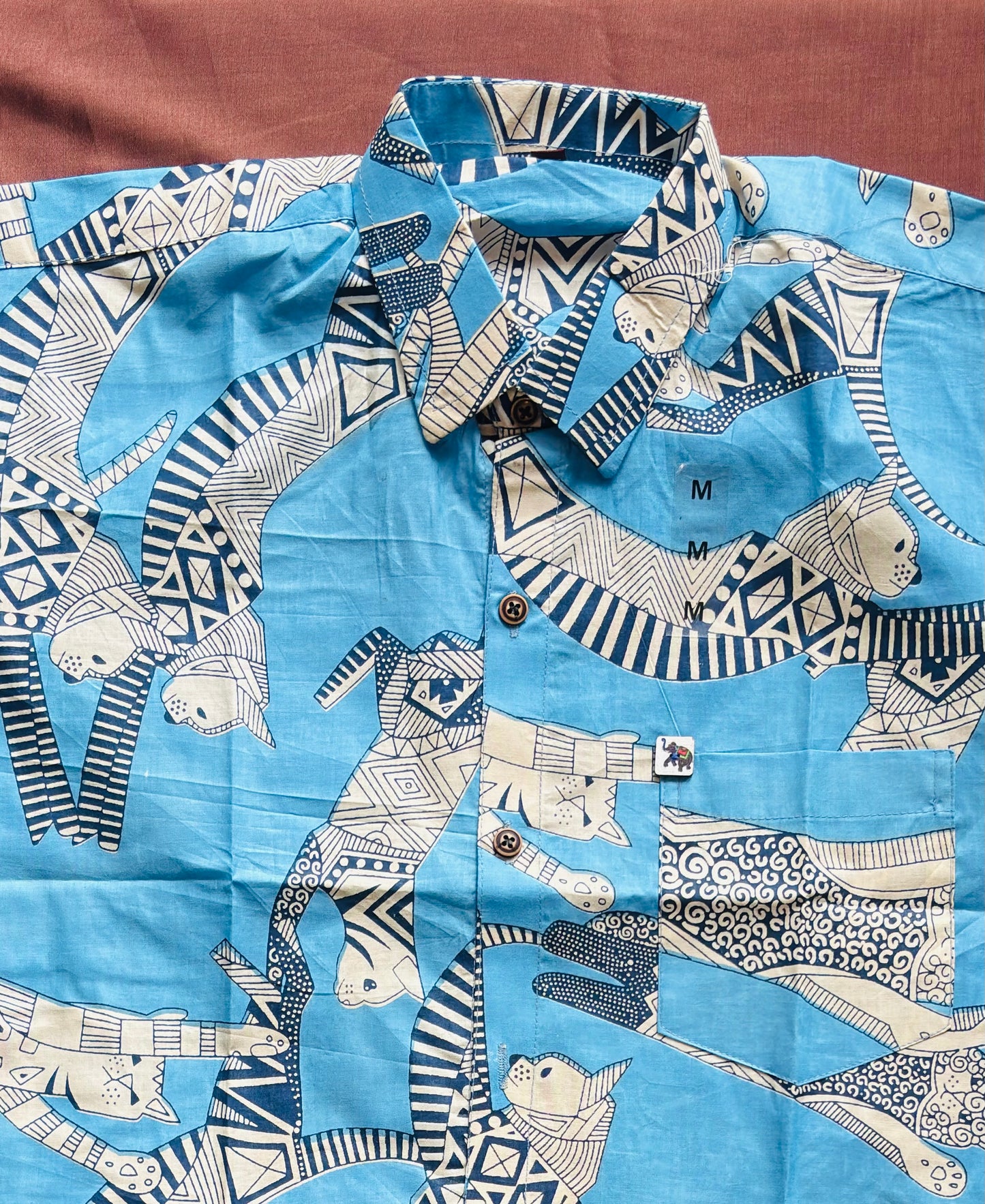 Blue Animal Print | Regular Fit | Half Sleeves Shirt