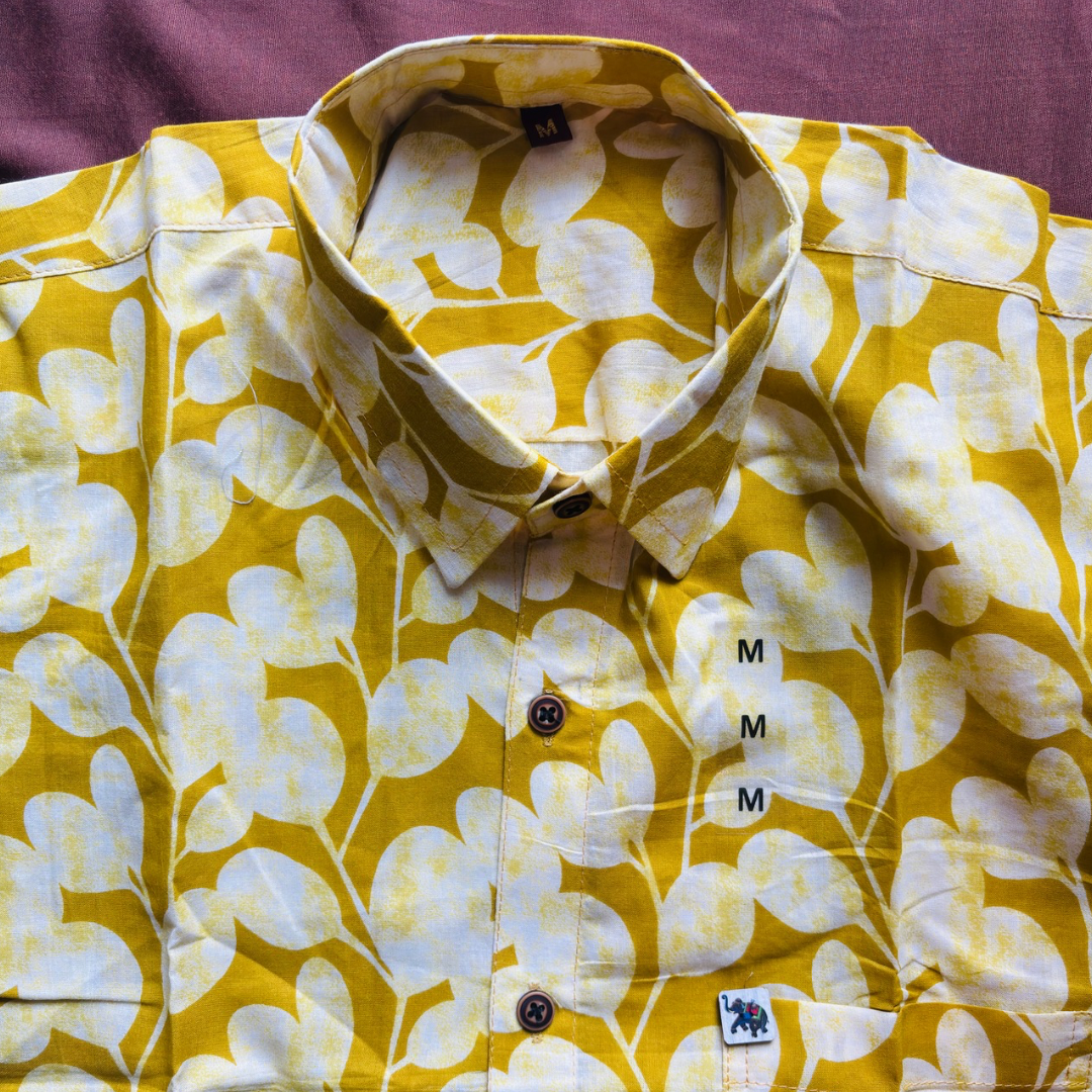 Yellow Leaves | Regular Fit | Half Sleeves Shirt