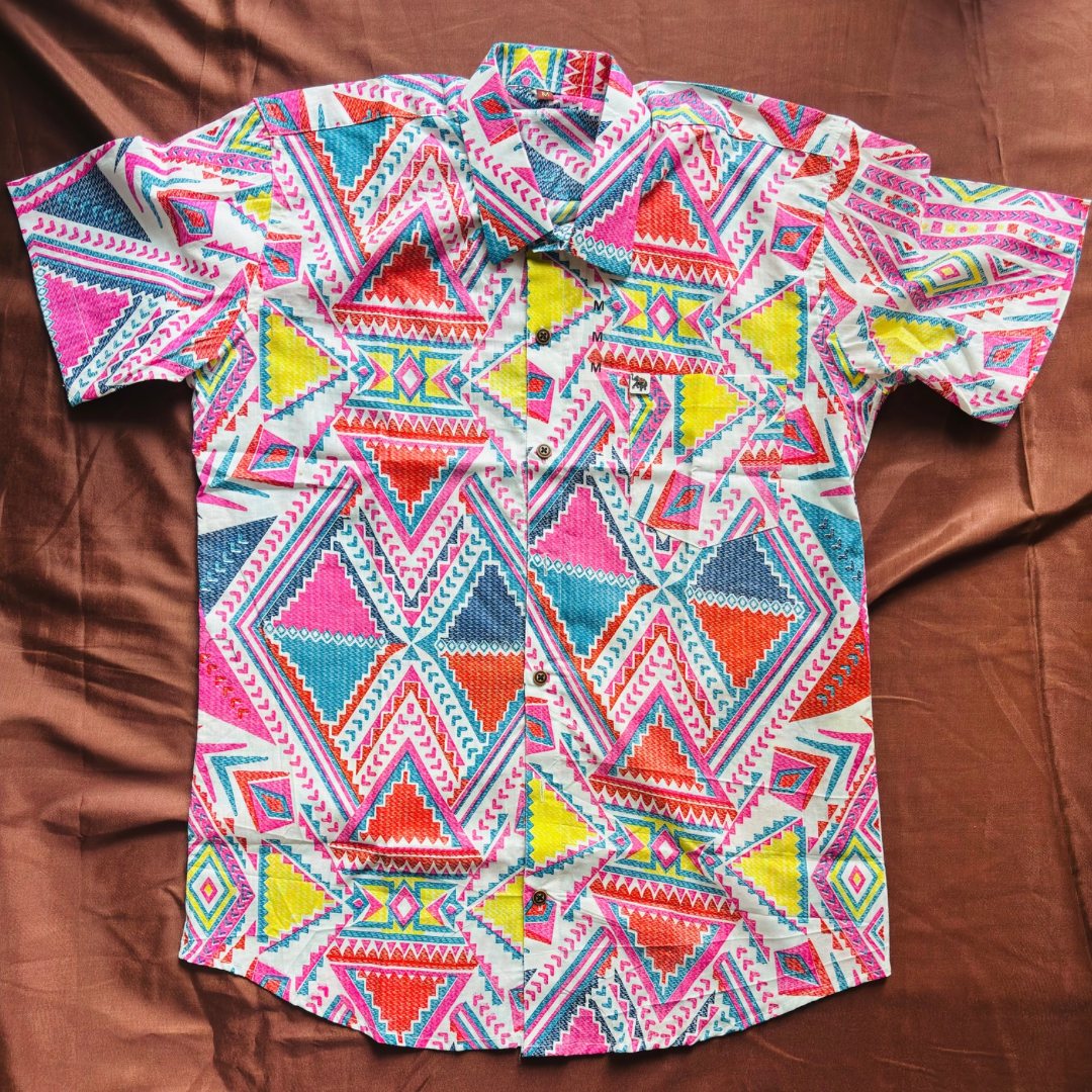 Colourful Patterened Print | Regular Fit | Half Sleeves Shirt