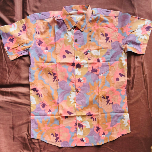 Orange Colourful Print | Regular Fit | Half Sleeves Shirt