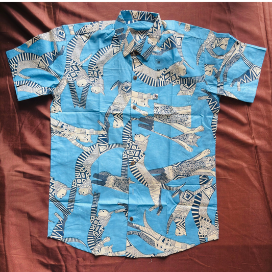 Blue Animal Print | Regular Fit | Half Sleeves Shirt