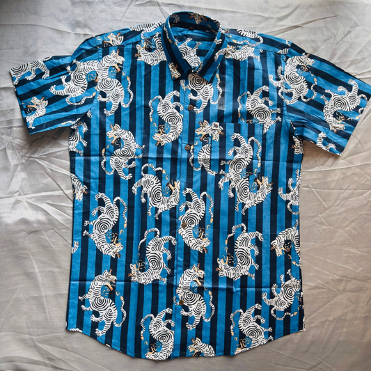 Stripped Animal Print | Regular Fit | Half Sleeves Shirt