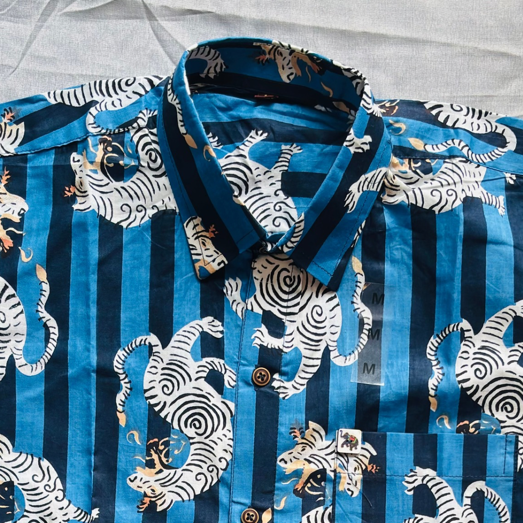 Stripped Animal Print | Regular Fit | Half Sleeves Shirt