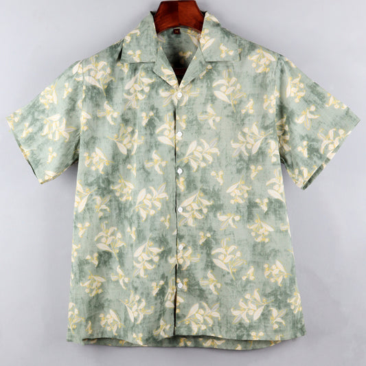 Bright Leaves Grey Colour | Oversize Cuban Collar | Half Sleeves  Shirt