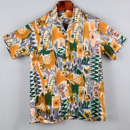Orange Colourful | Oversize Cuban Collar | Half Sleeves  Shirt