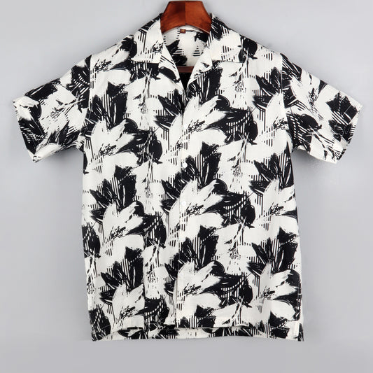 Black and White | Oversize Cuban Collar | Half Sleeves  Shirt