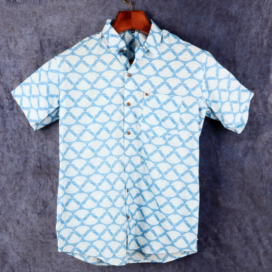 Blue Waves  | Regular Fit | Half Sleeves  Shirt