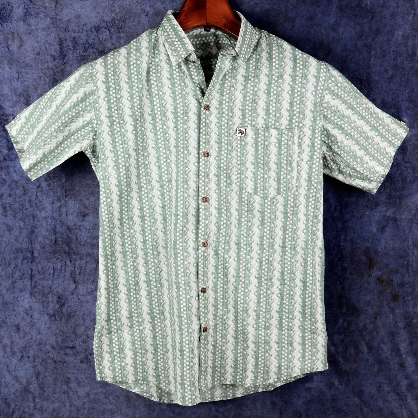 Green Geometric Pattern | Regular Fit | Half Sleeves  Shirt