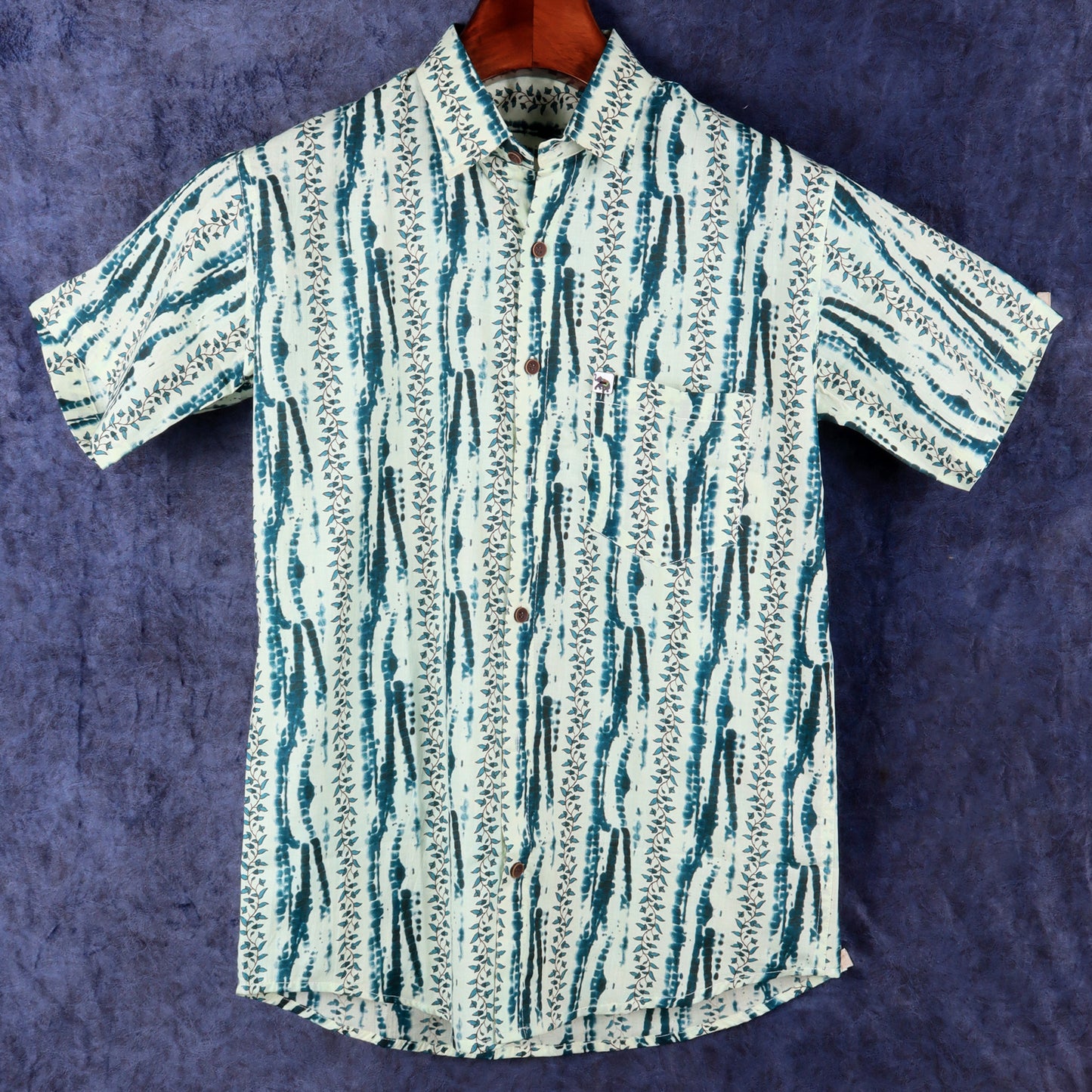 Aqua Blue Pattern | Regular Fit | Half Sleeves  Shirt