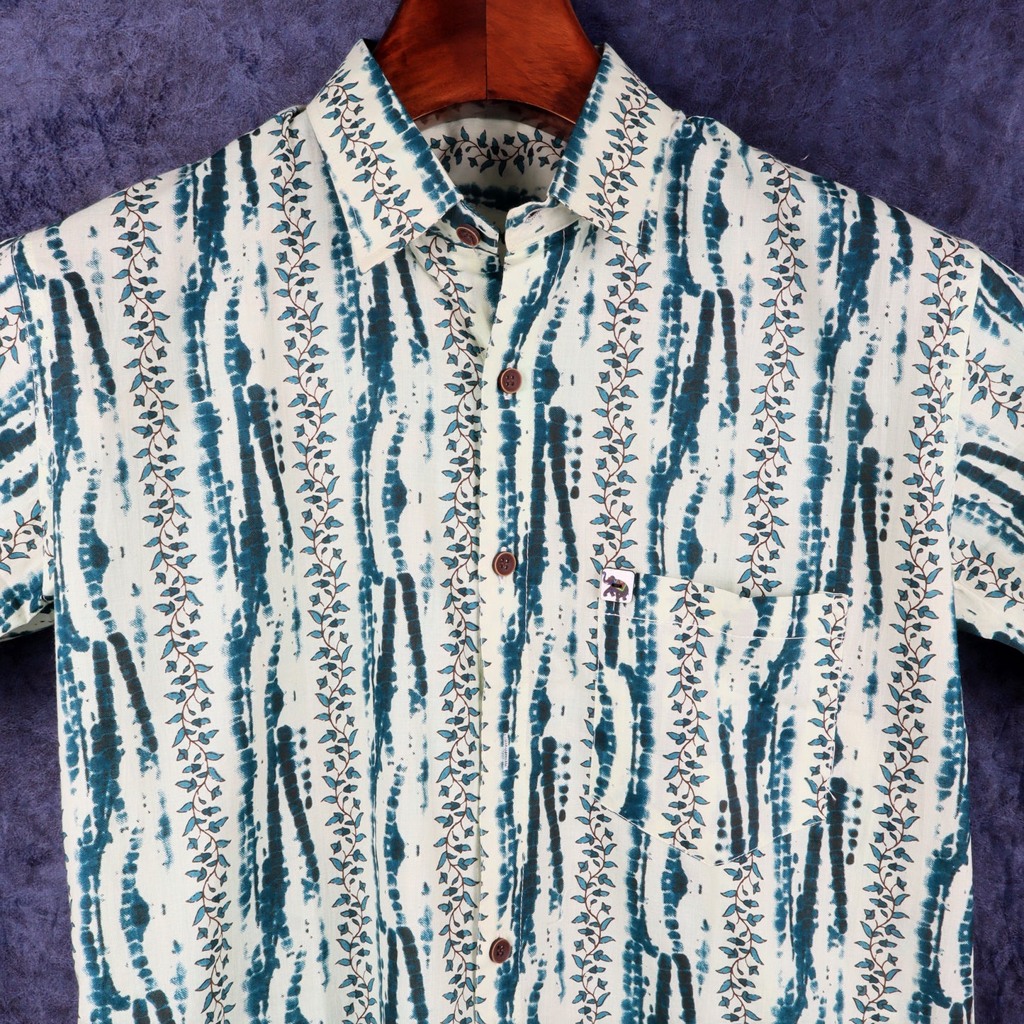 Aqua Blue Pattern | Regular Fit | Half Sleeves  Shirt