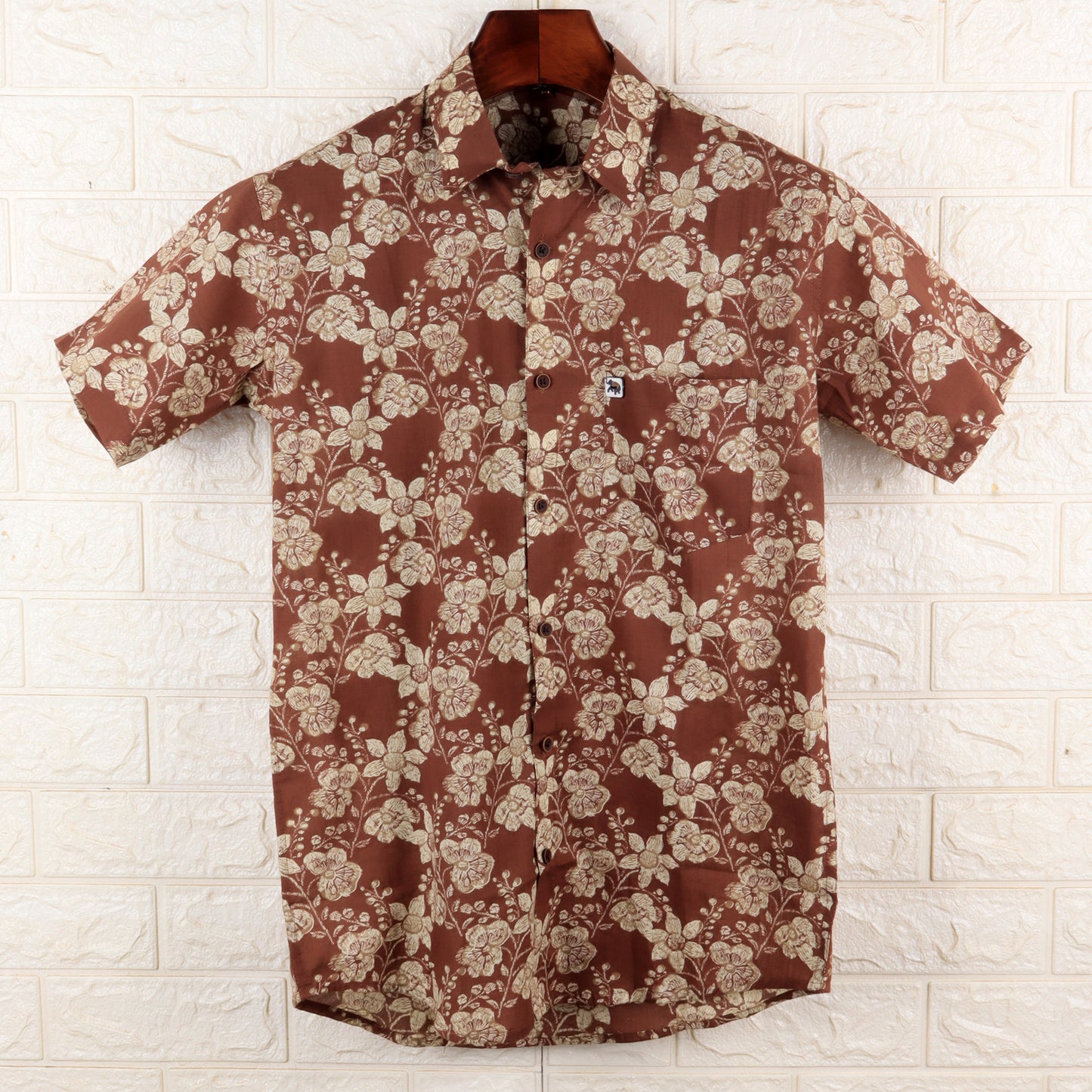 Cool Brown Flower Print | Regular Fit | Half Sleeves Shirt