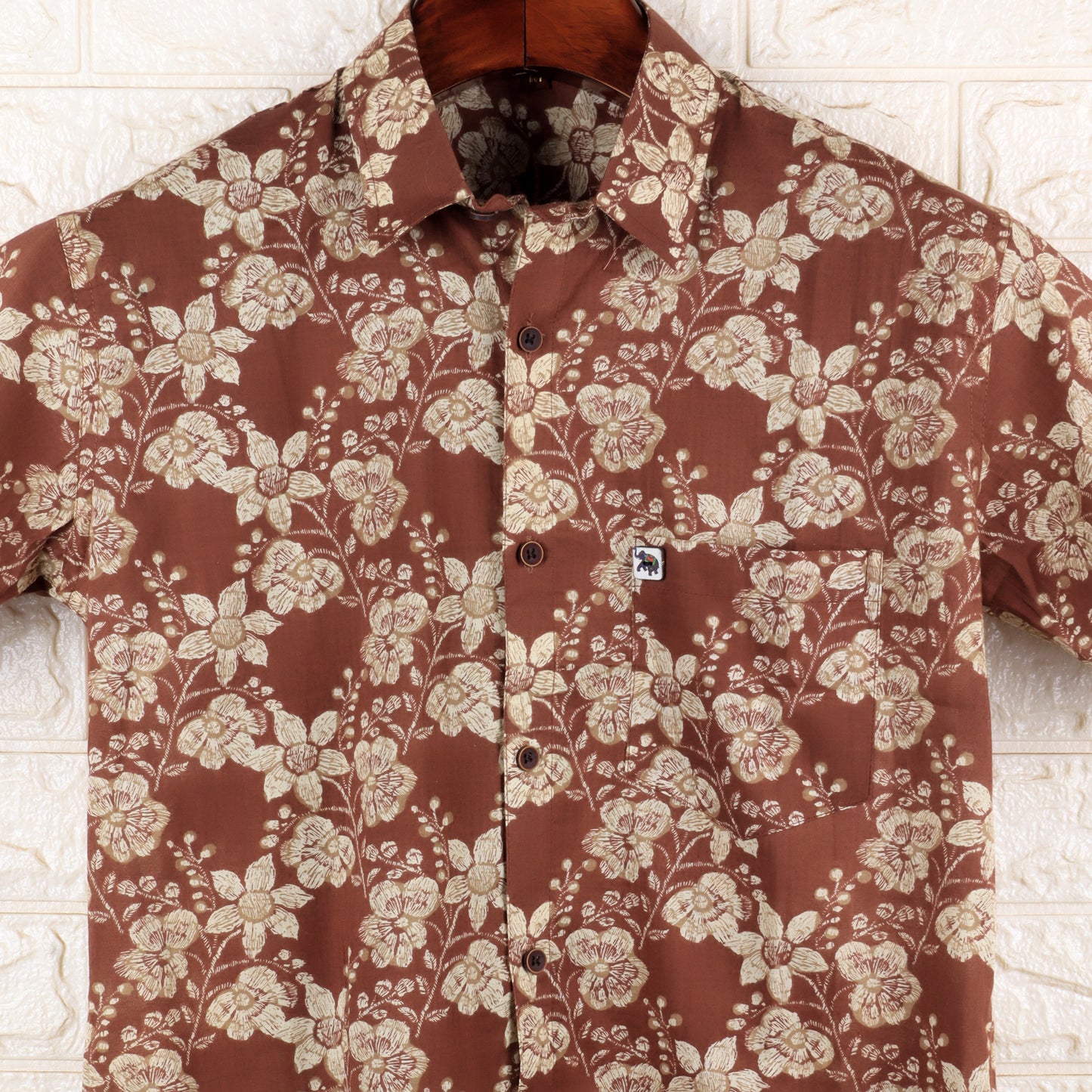Cool Brown Flower Print | Regular Fit | Half Sleeves Shirt