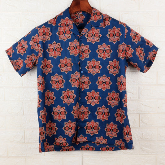 Blue Pattern | Oversize Cuban Collar | Half Sleeves  Shirt