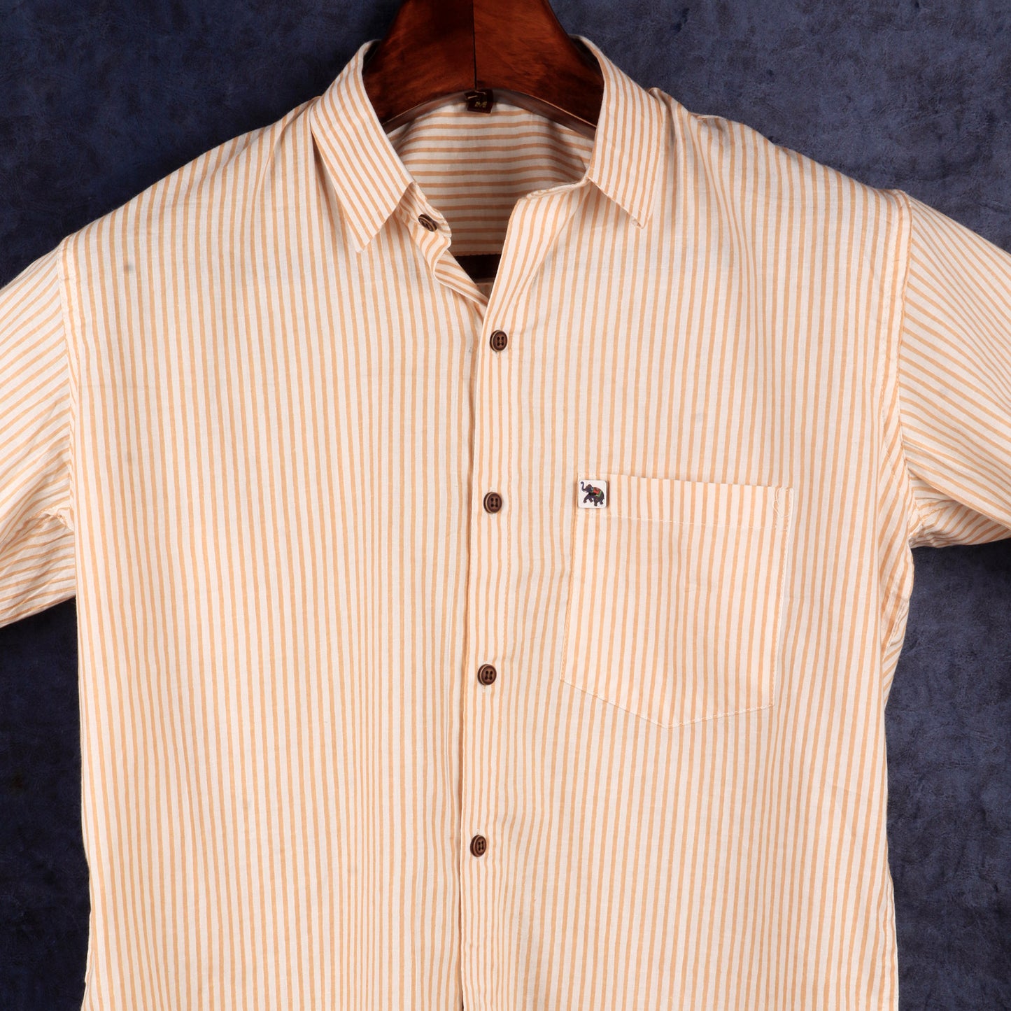 White & Yellow Striped | Regular Fit | Half Sleeves  Shirt