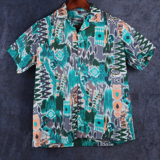 Sea Green Colourful | Oversize Cuban Collar | Half Sleeves  Shirt