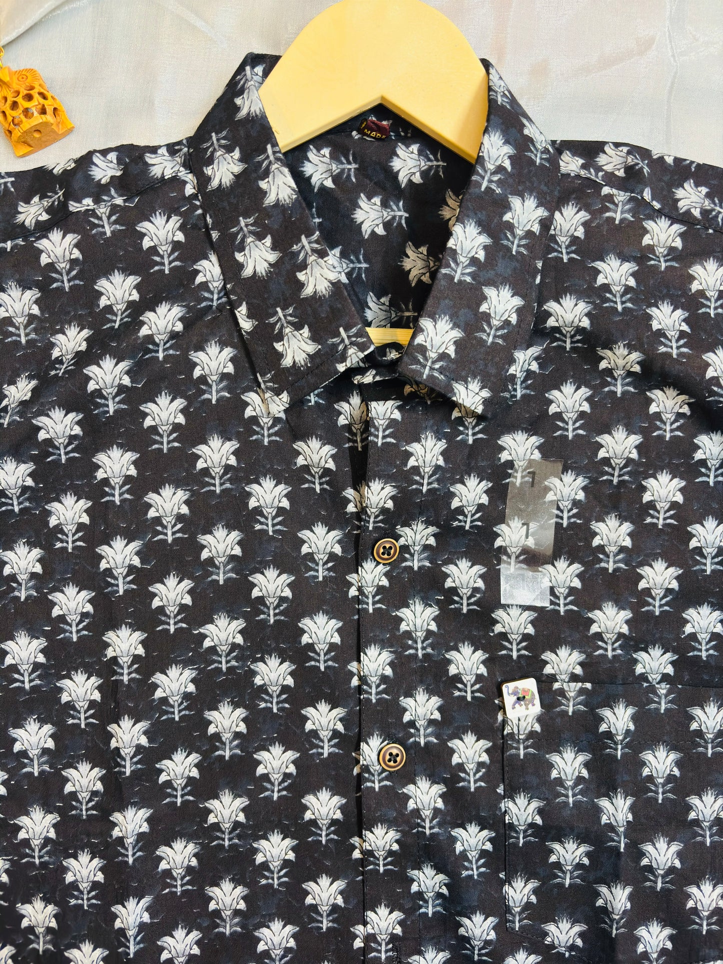 Black Flower Booties | Regular Fit | Full Sleeves  Shirt
