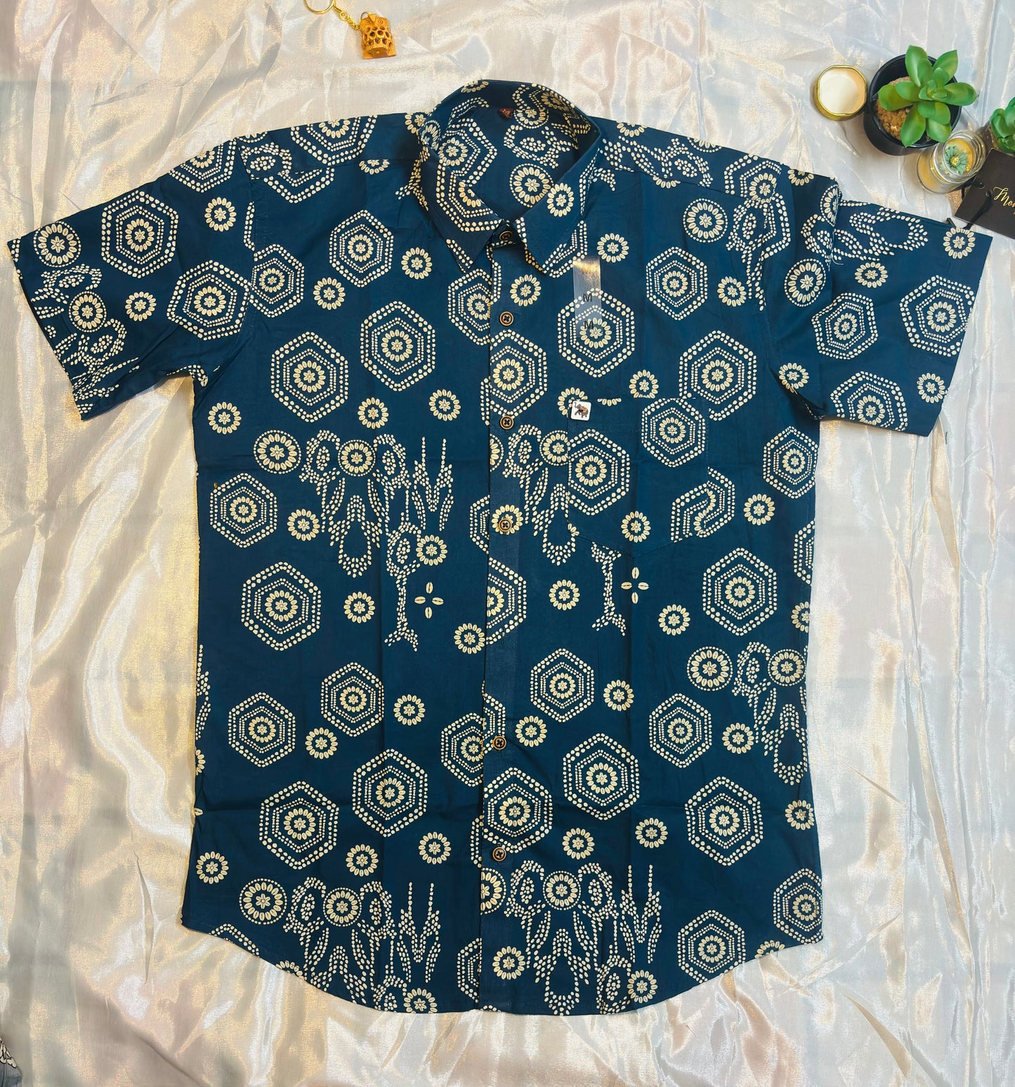 Blue Mandala Art  | Regular Fit | Half Sleeves  Shirt