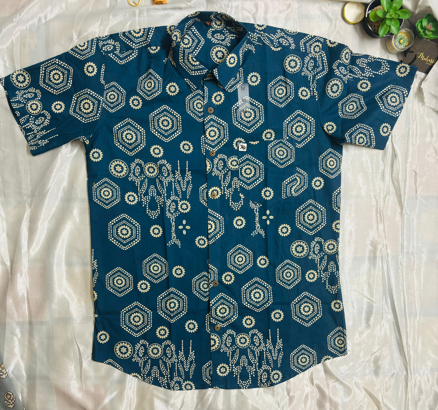 Blue Mandala Art  | Regular Fit | Half Sleeves  Shirt
