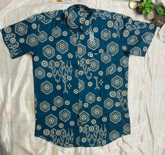 Blue Mandala Art  | Regular Fit | Half Sleeves  Shirt