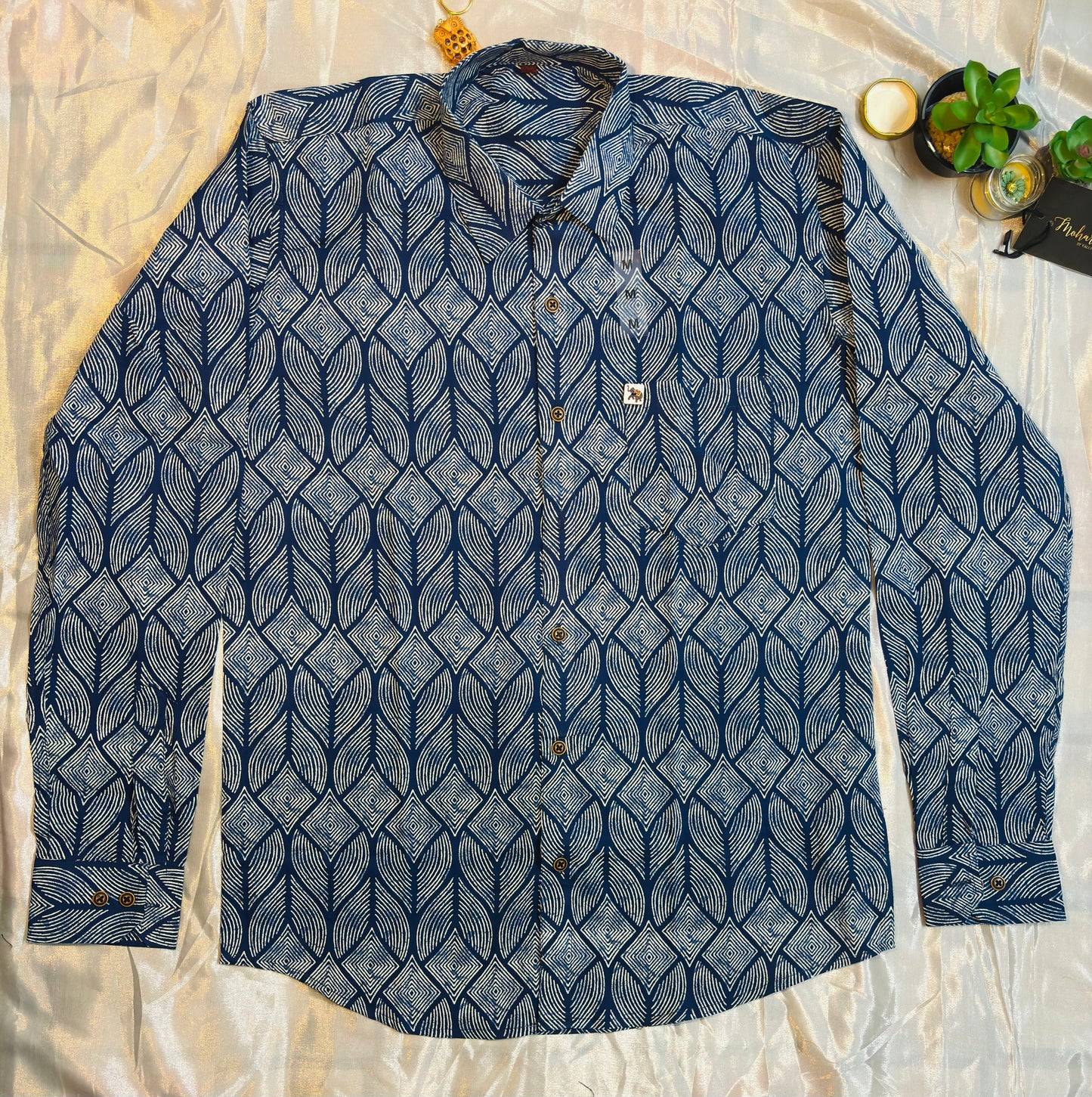 Blue Patterned Print | Regular Fit | Full Sleeves  Shirt