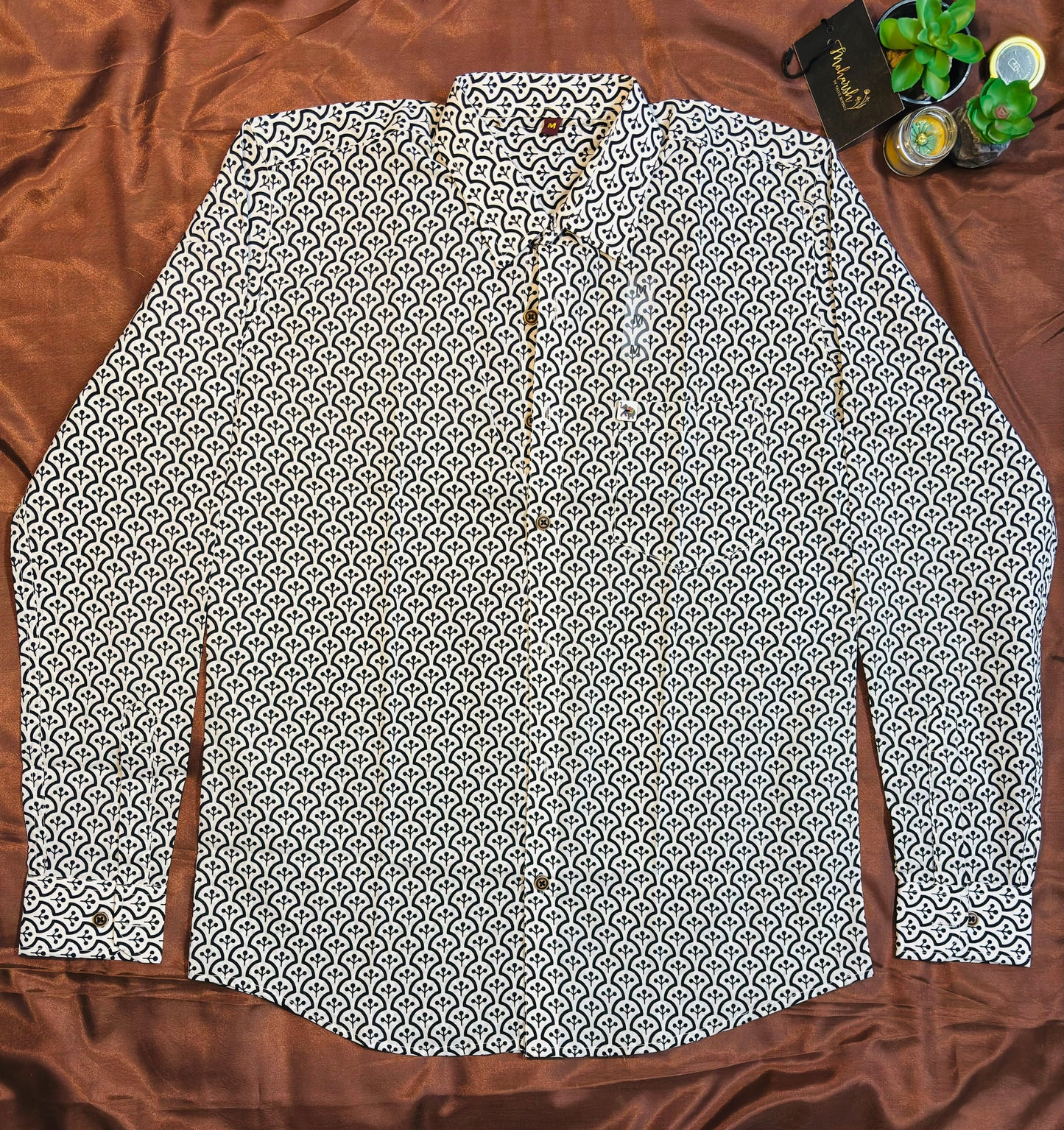 Black and White Geometric Print  | Regular Fit | Full Sleeves  Shirt