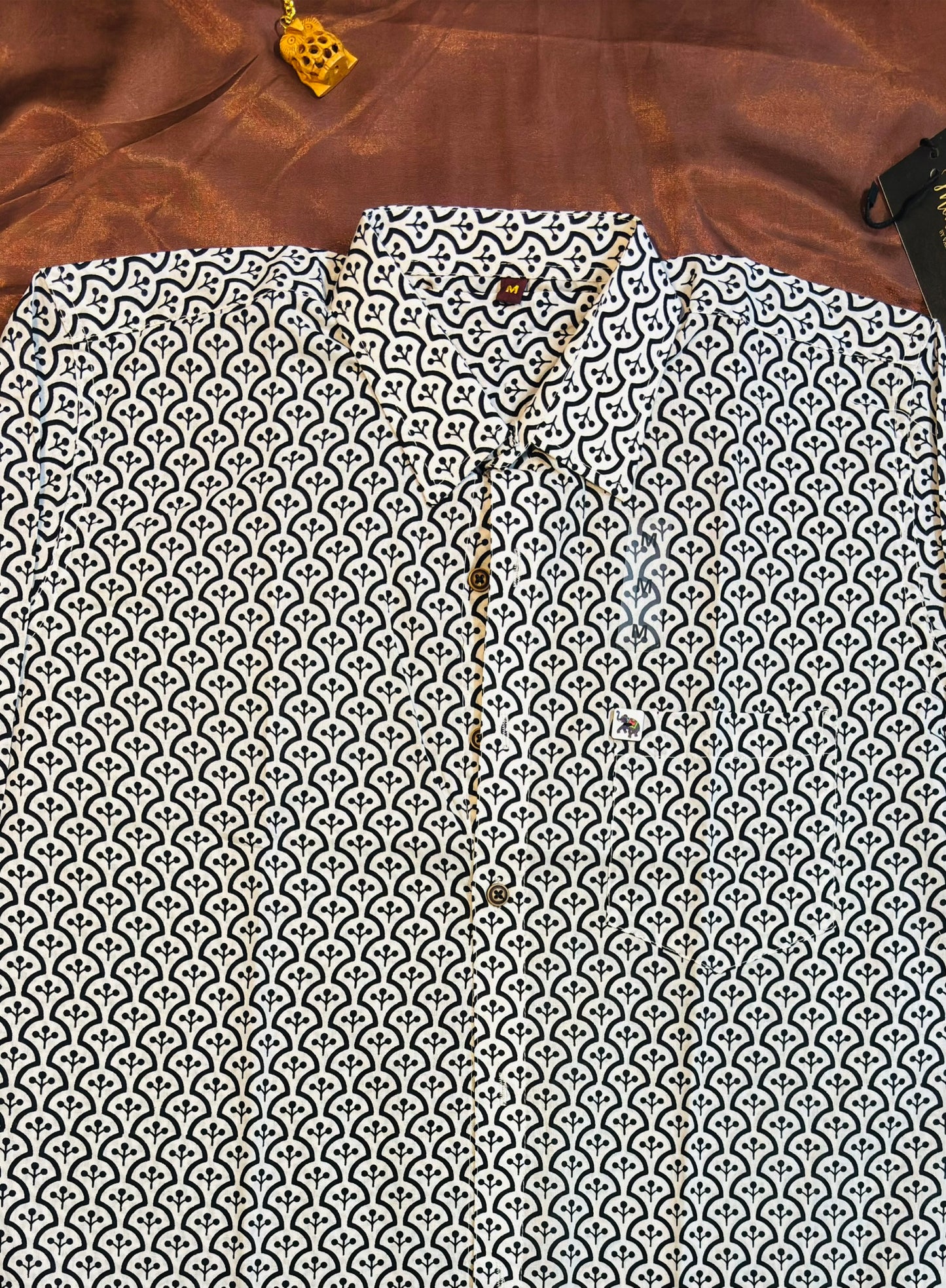 Black and White Geometric Print  | Regular Fit | Full Sleeves  Shirt