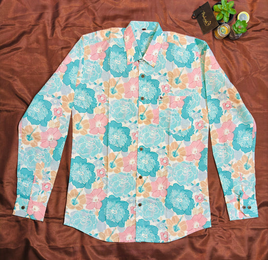 Beautiful Flower Print | Regular Fit | Full Sleeves  Shirt