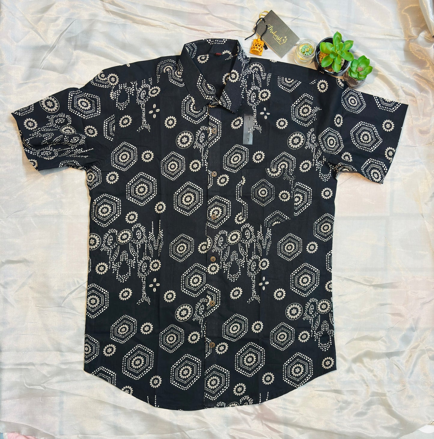 Black Mandala Art | Regular Fit | Half Sleeves  Shirt