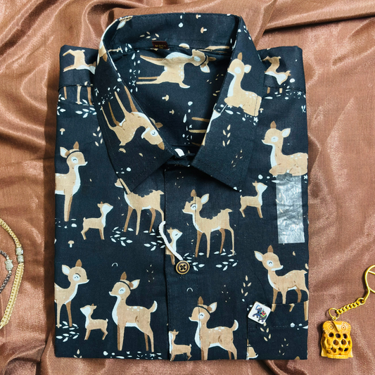 Black Animal Print | Regular Fit | Half Sleeves Shirt