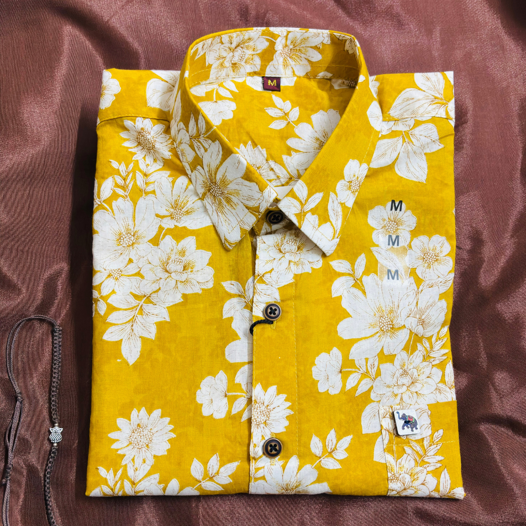 Yellow Phool | Regular Fit | Half Sleeves Shirt