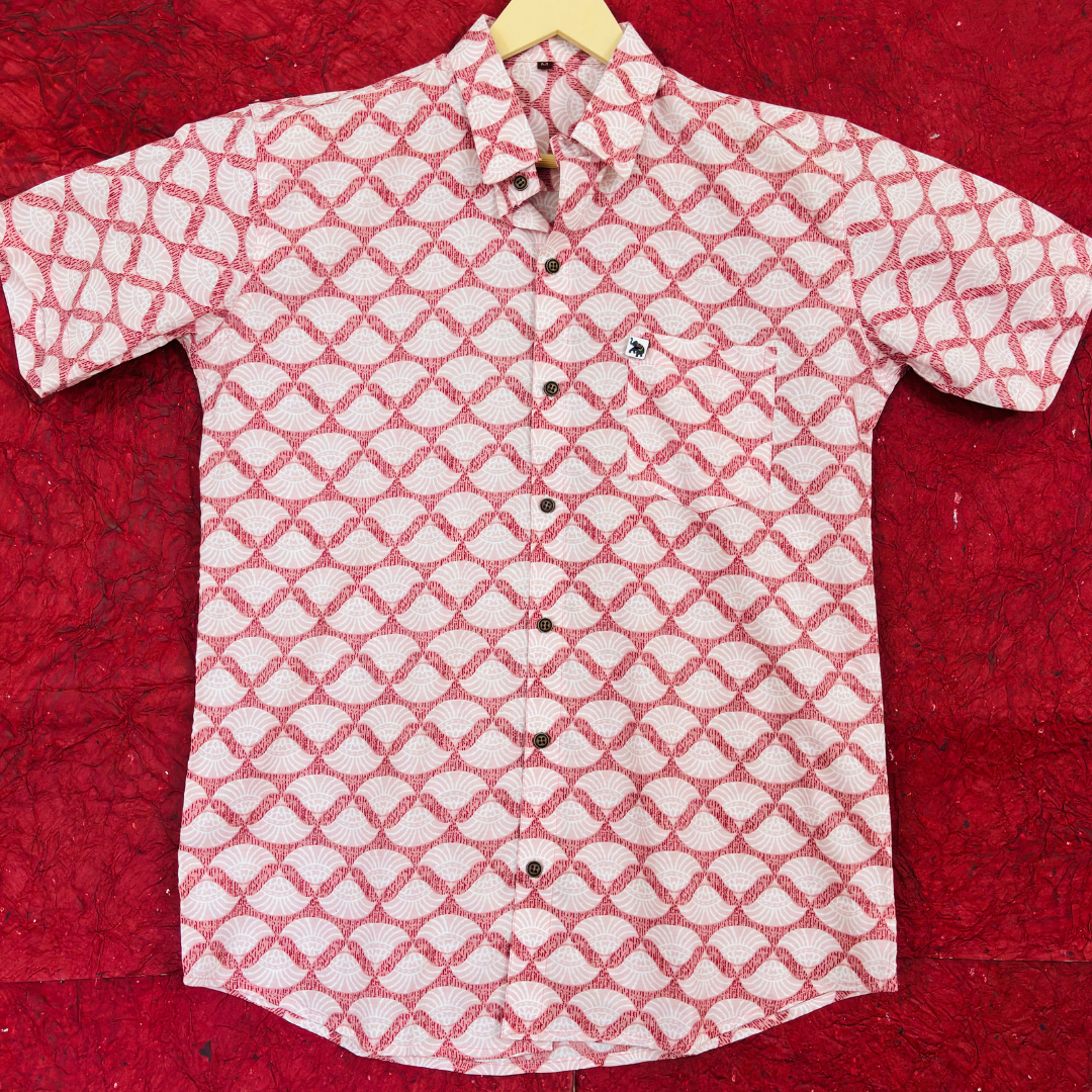 Pink Cloud Pattern | Regular Fit | Half Sleeves Shirt