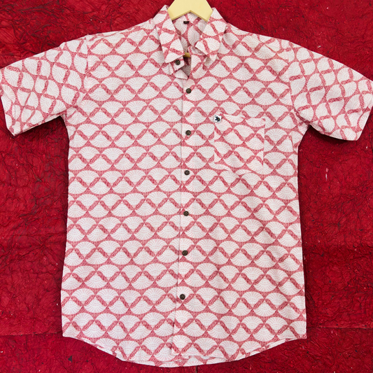 Pink Cloud Pattern | Regular Fit | Half Sleeves Shirt