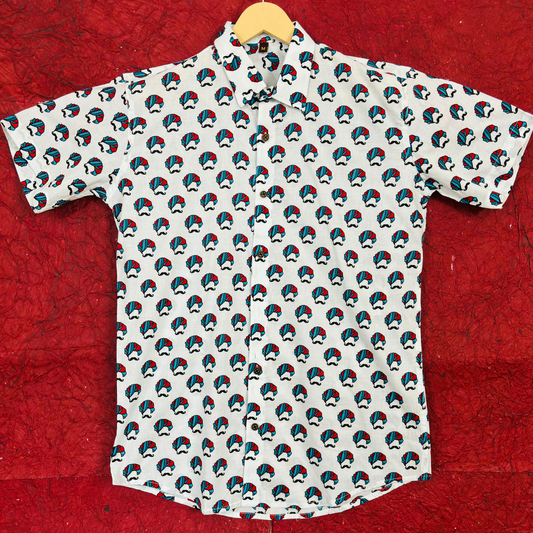 Turban & Mustache | Red&Purple | Regular Fit | Half Sleeves Shirt