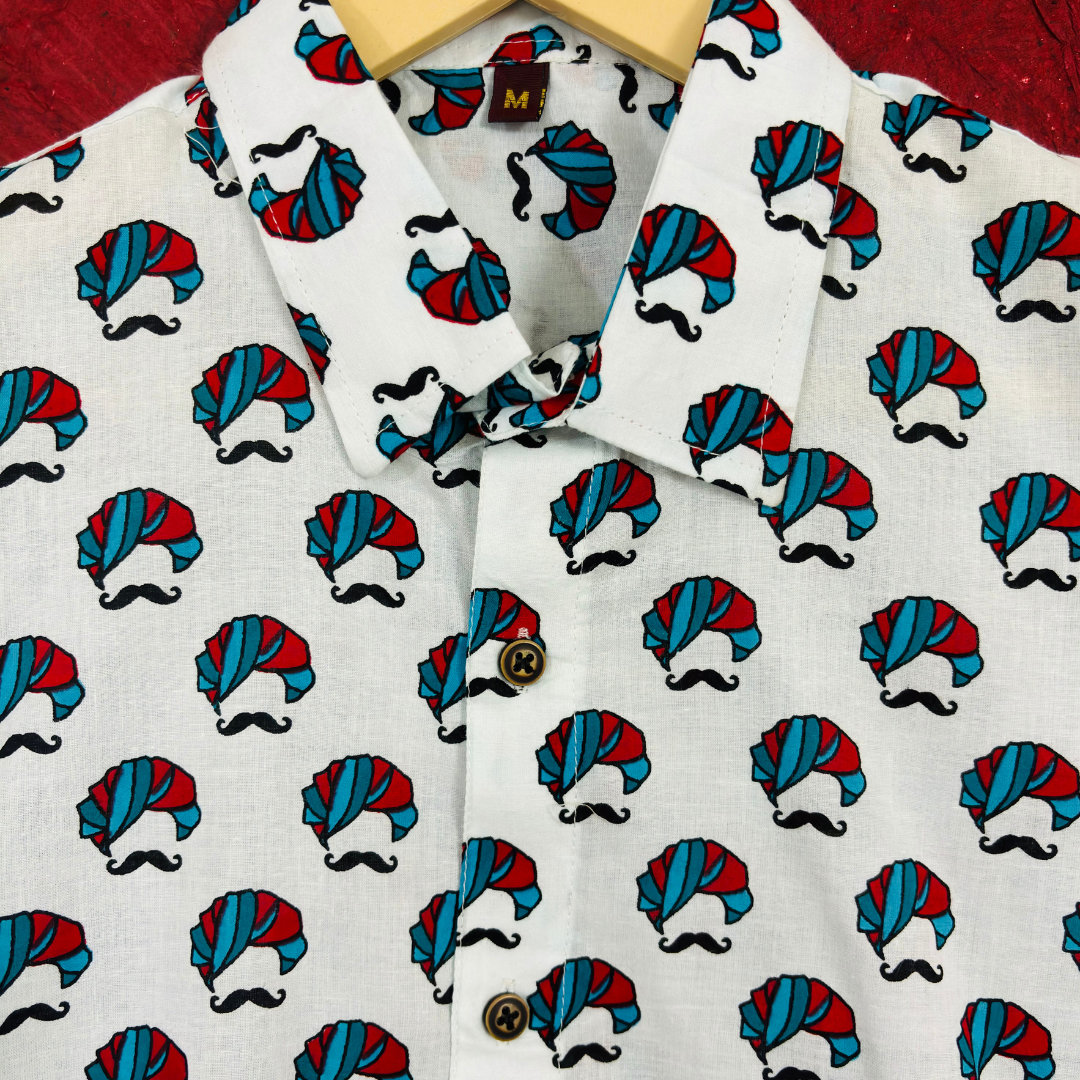 Turban & Mustache | Red&Purple | Regular Fit | Half Sleeves Shirt