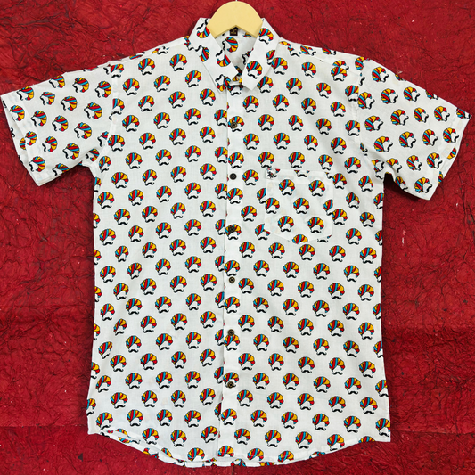 Turban & Mustache | Red&Yellow | Regular Fit | Half Sleeves Shirt