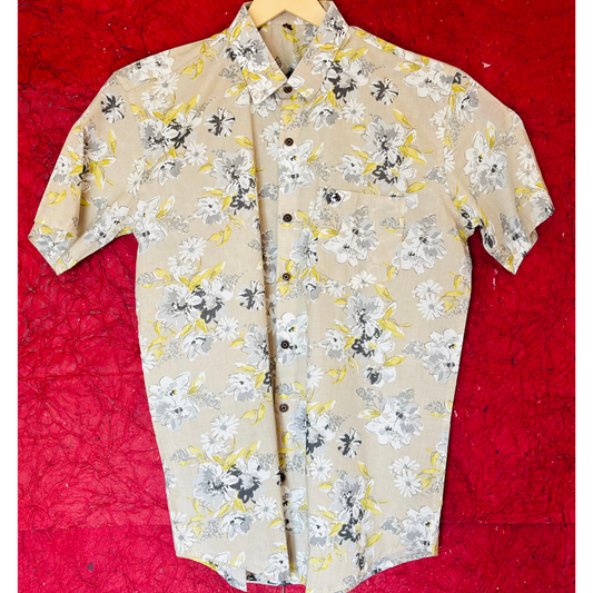 Khaaki Floral Printed | Regular Fit | Half Sleeves Shirt