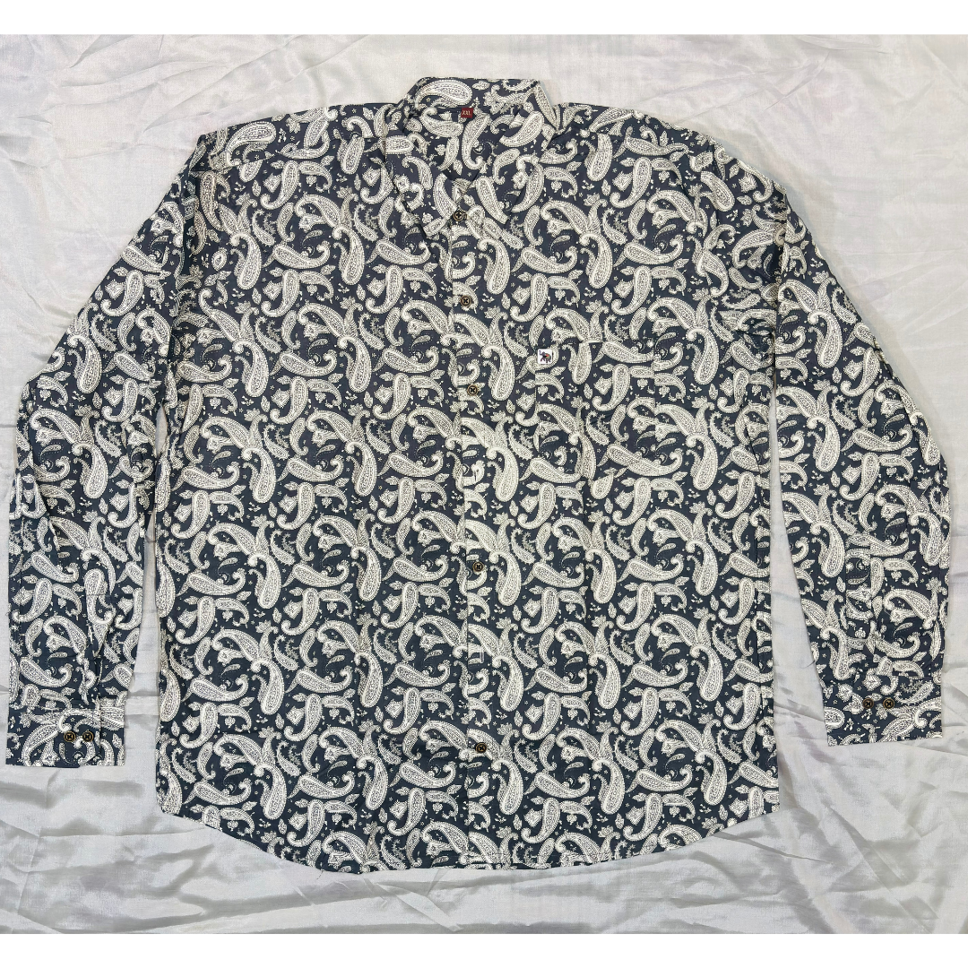 Dark Grey Jaipuri Print | Regular Fit | Full Sleeves Shirt