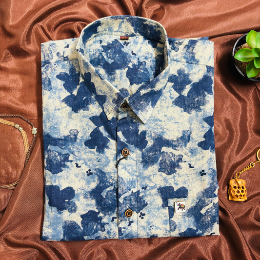 Khaaki Floral Printed | Regular Fit | Half Sleeves Shirt