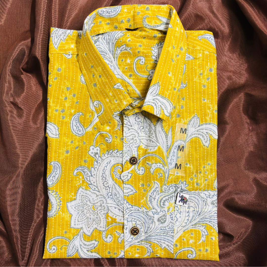 Yellow Kalamkaari | Regular Fit | Half Sleeves Shirt