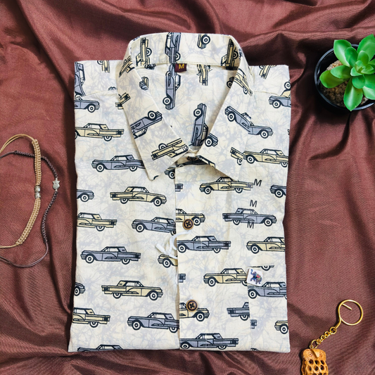 Retro Motor Cars | Regular Fit | Half Sleeves Shirt