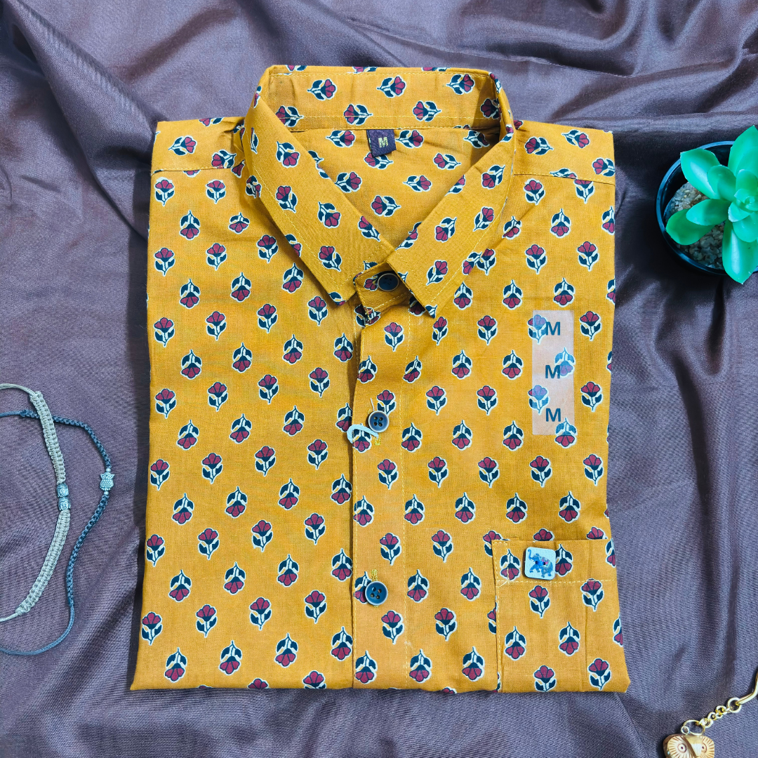 Mustard and Booties | Regular Fit | Half Sleeves Shirt