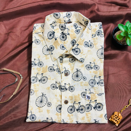 Retro Style Bi-Cycle | Regular Fit | Half Sleeves Shirt
