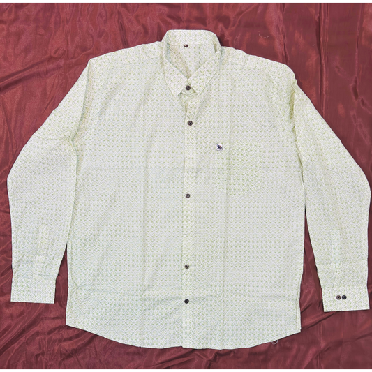 Light Green Flower Print | Regular Fit | Full Sleeves Shirt